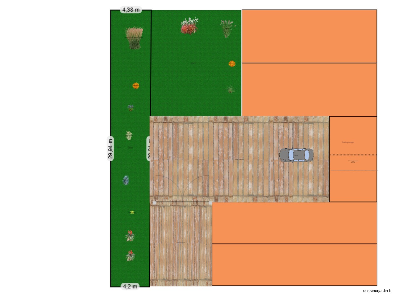 plan de perpective jardin et entre de garage