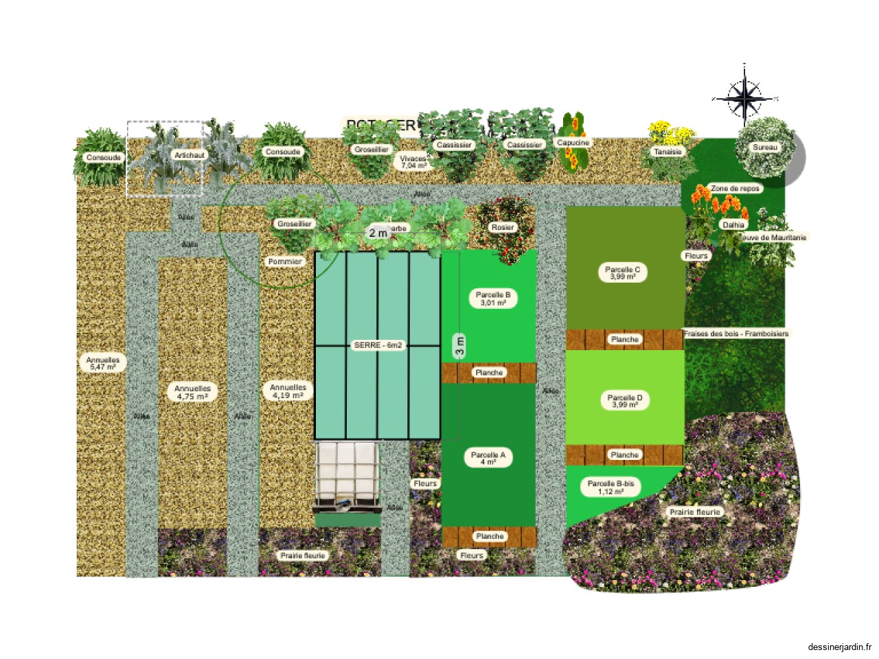 Potager Juliette_Plan avec vivaces