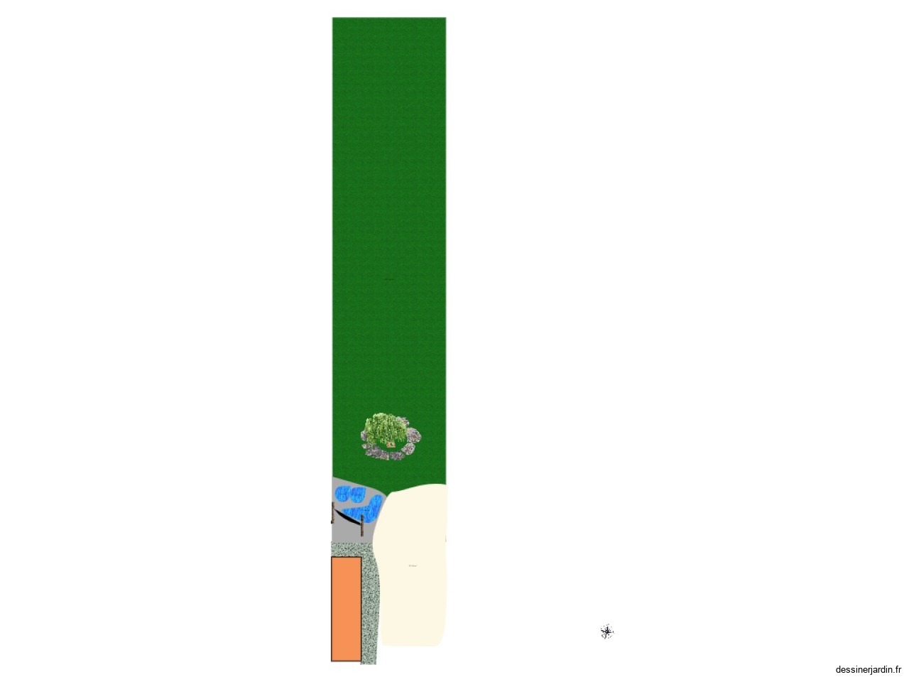 Plan terrasse jardin bassins étang saule Plan terrasse jardin bassins étang saule 