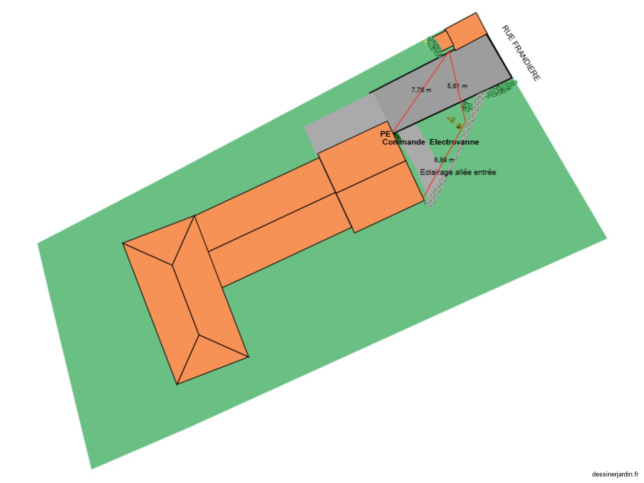 Plan de l'entrée Jardin Elecricité
