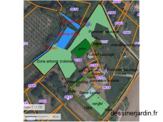 plan satellite avec indication et parcelle
